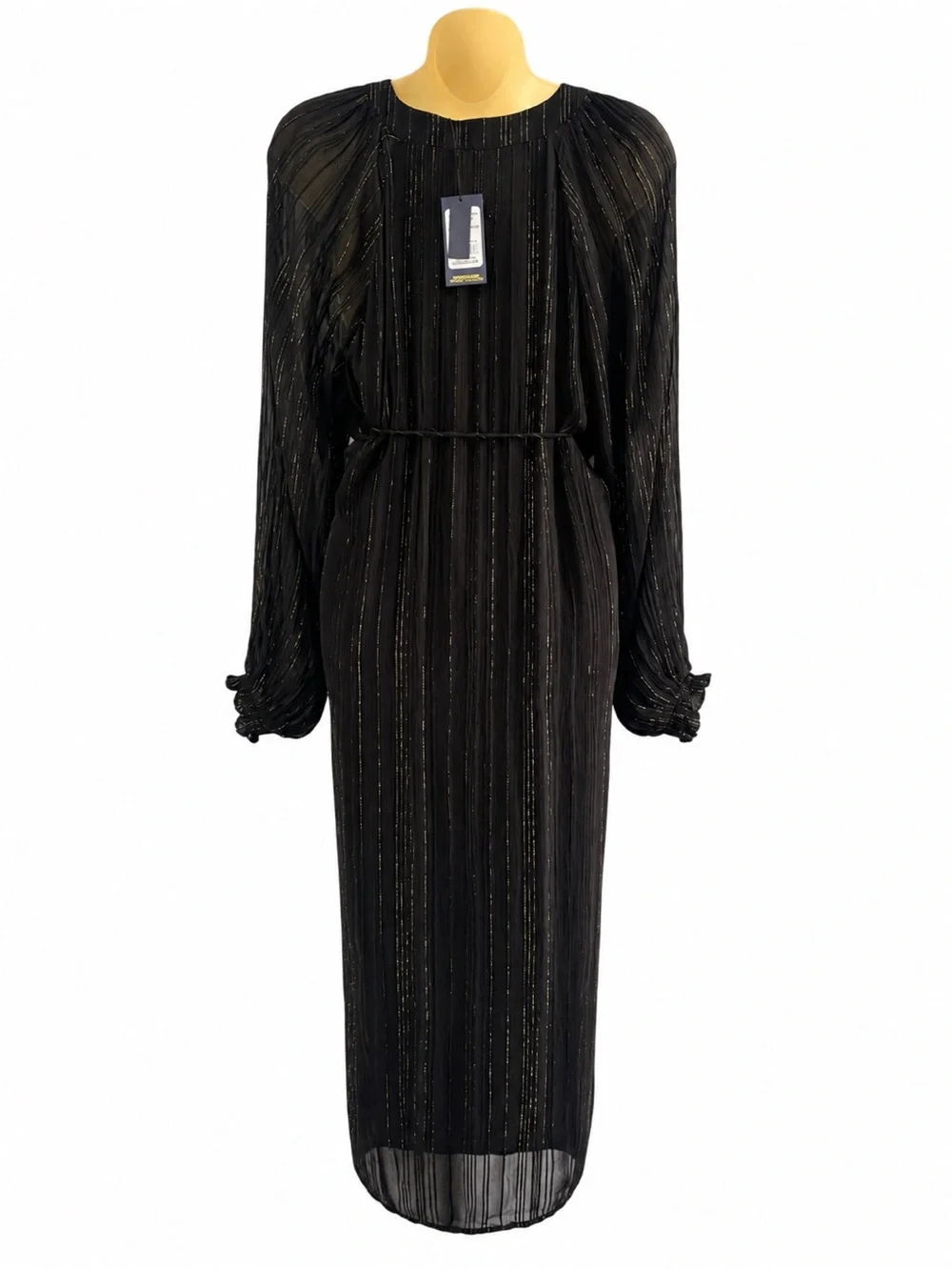 Smash + Tess x ISKRA Lawrence Showstopper Midi Dress Black Gold Metallic M/L - Picture 3 of 11